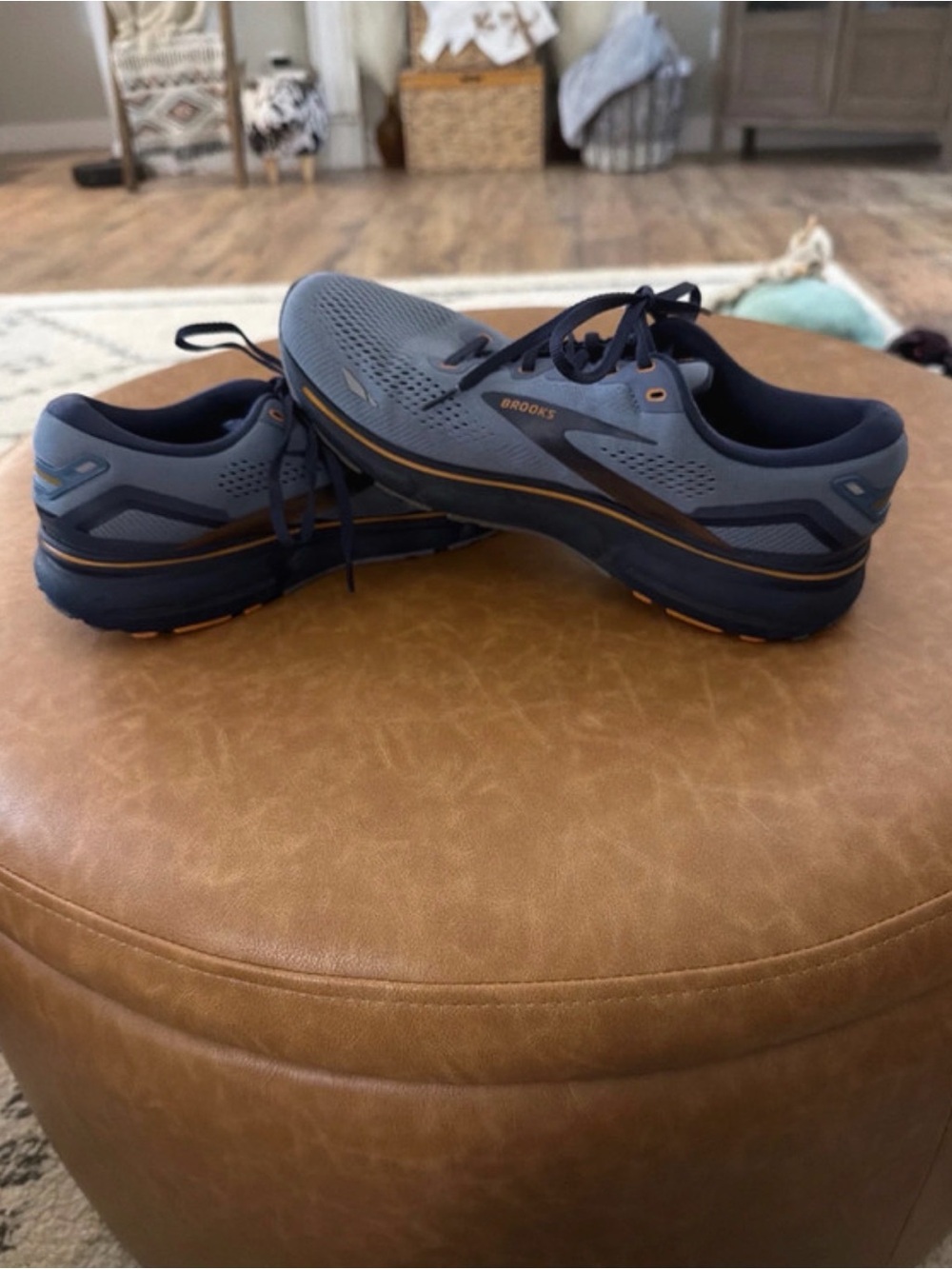 Brooks Men's Slate Blue Running Shoes with Navy and Orange Trim